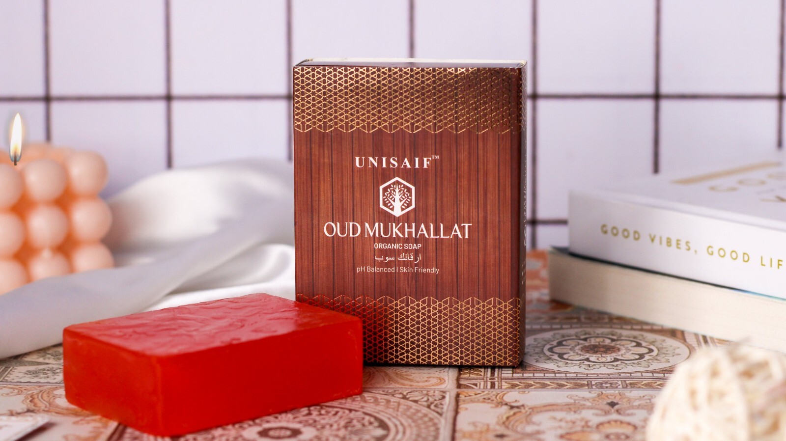 Unisaif Oud Mukhallat Organic Body Soap Bar, Moisturizing Soap With Shea Butter