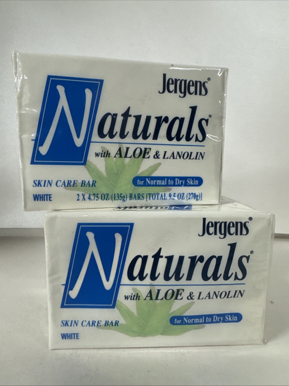 4 BARS-RARE Jergens Naturals w/Aloe & Lanolin 4.75 oz Bar Soap Skin Care