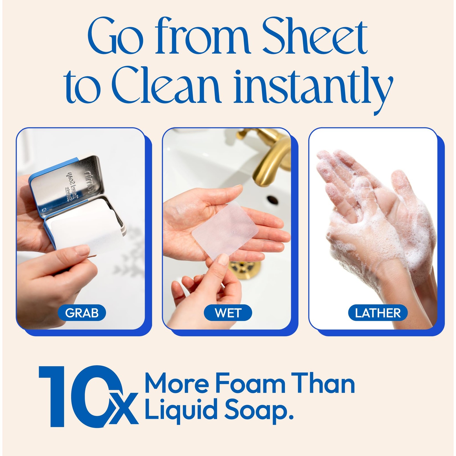 FOMIN Portable Paper Soap Sheets 100 Pack Travel Size Unscented
