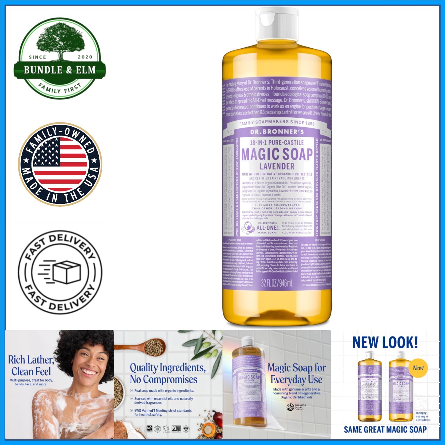 18-in-1 Multi-Use Liquid Soap, and Biodegradable, Lavender Scent 32 Oz