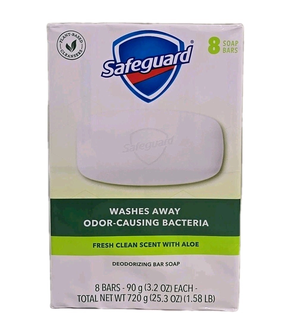 Safeguard Bath Bar Soap, Fresh Clean Scent with Aloe, 3.2 oz (8 Count)