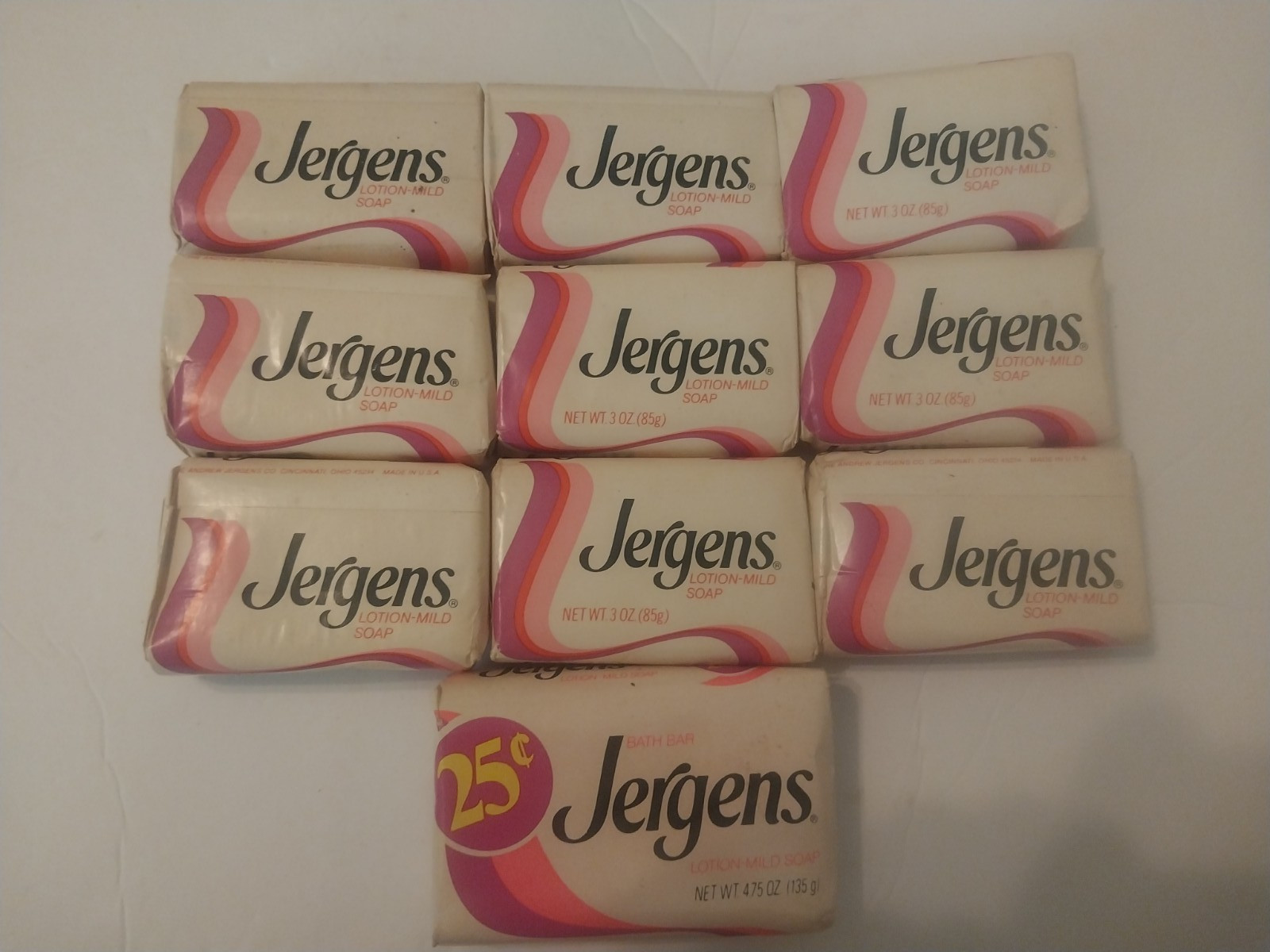 Jergens lotion vintage mild soap bath bars (lot of 9, 3 oz. + 1, 4.75 oz. bar)