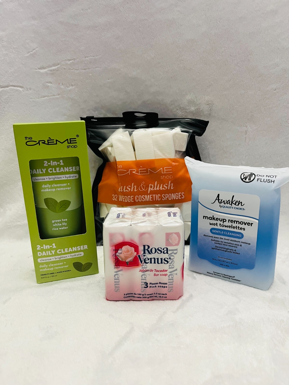 Rose Skincare Beauty Bundle – Rosa Soap, Makeup Remover & Facial Cleanser – New