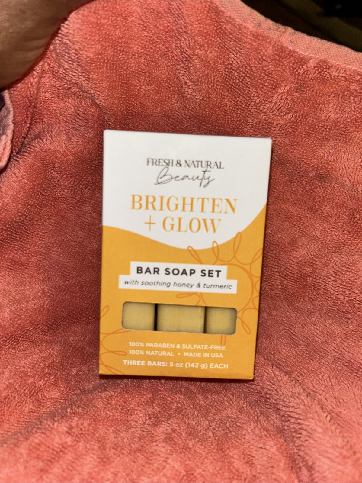 3-Pack Fresh & Natural Beauty Brighten & Glow Honey Turmeric Bar Soap 5 oz Each