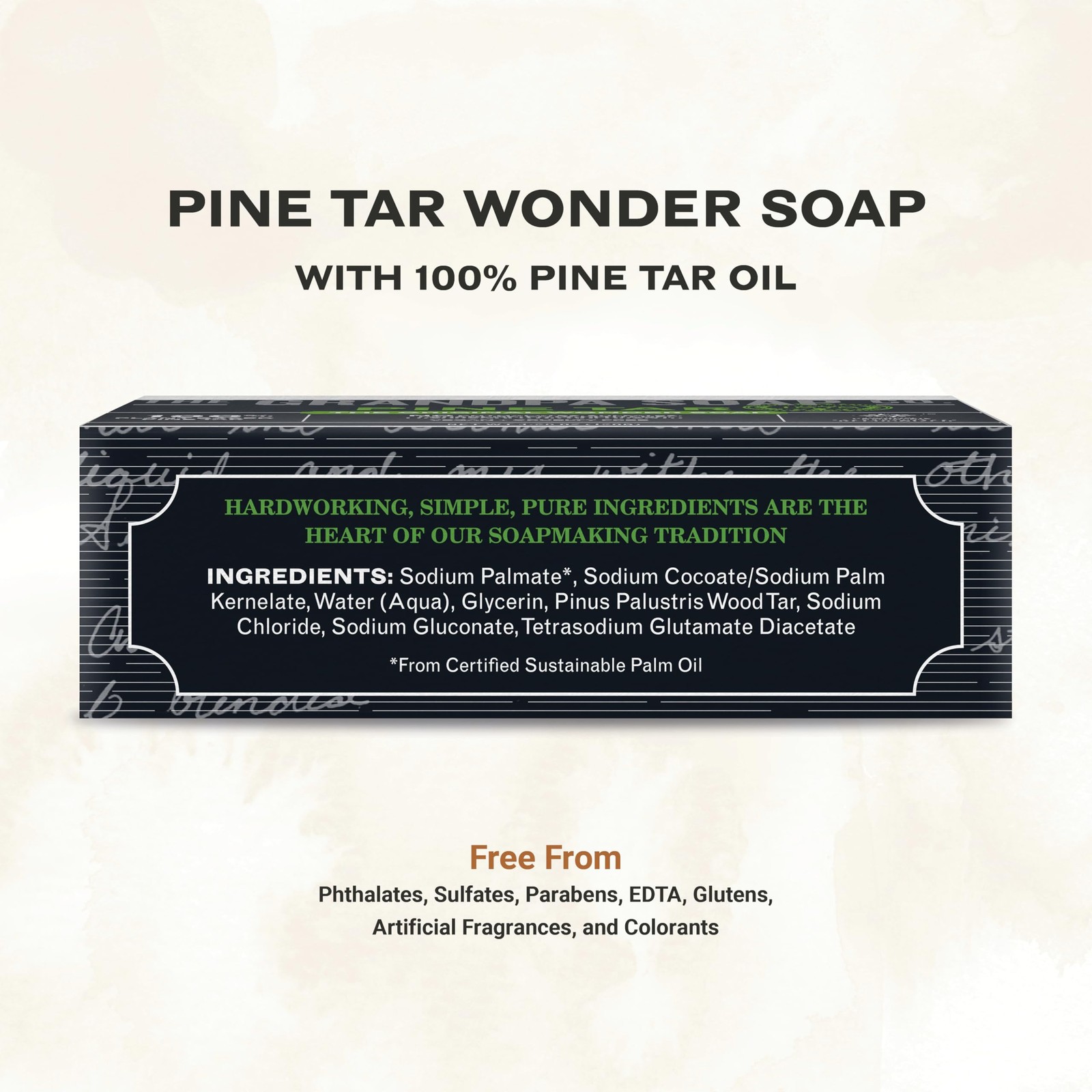 Pine Tar Bar Soap for Men- Made With Pine Tar Oil, 3 in 1 Cleanser Deodorizer…