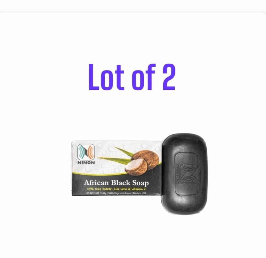 AFRICAN BLACK SOAP WITH SHEA BUTTER, ALOE VERA & VITAMIN E 5oz Each (2BARS)