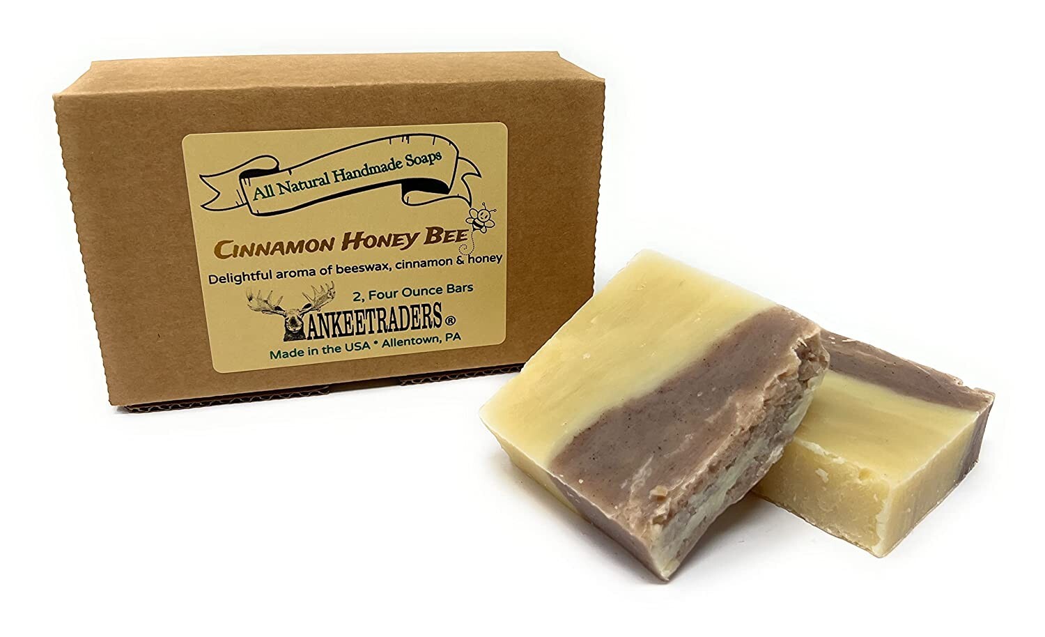 Cinnamon Honey Bee Soap – Natural, Vegan, Soaps ~ 2/4oz Bars ~ YANKEETRADERS®