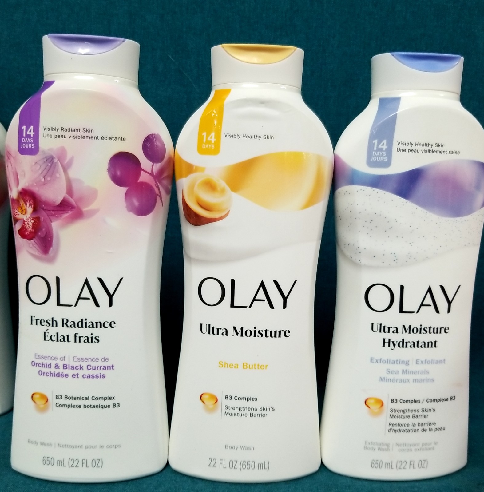 6 Bulk Assorted Olay Fresh Radiance Bottles Lotions 22 FL OZ Each; Strawberry +