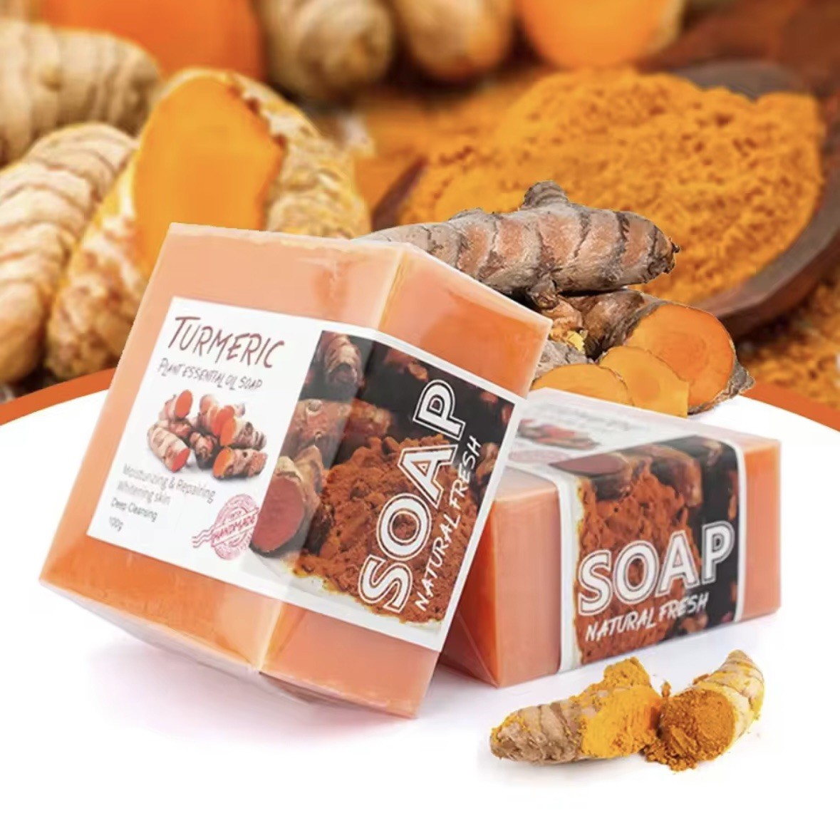 2pc Turmeric Soap Skin Whitening Dark Spots lightening Acne Brightening Turmeric