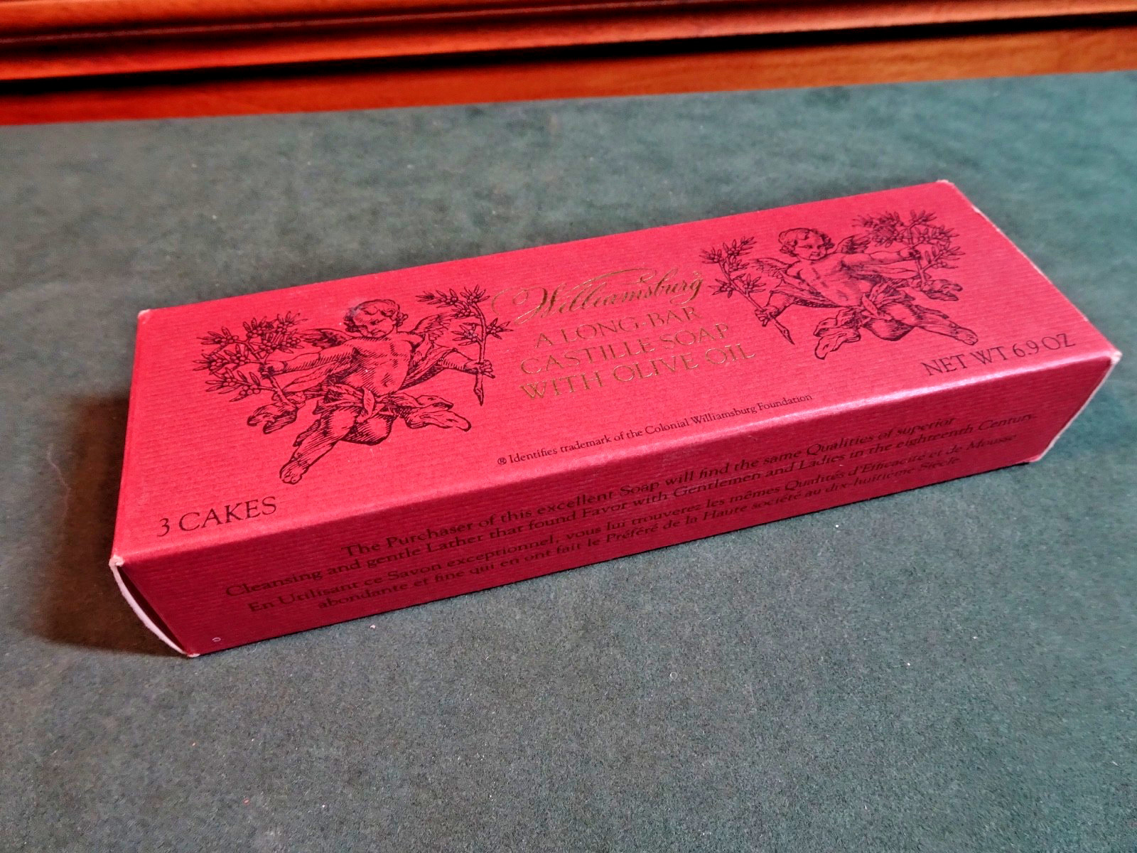 CASWELL MASSEY WILLIAMSBURG LONG BAR CASTILLE SOAP W. OLIVE OIL, 3 BARS, 6.9 OZ
