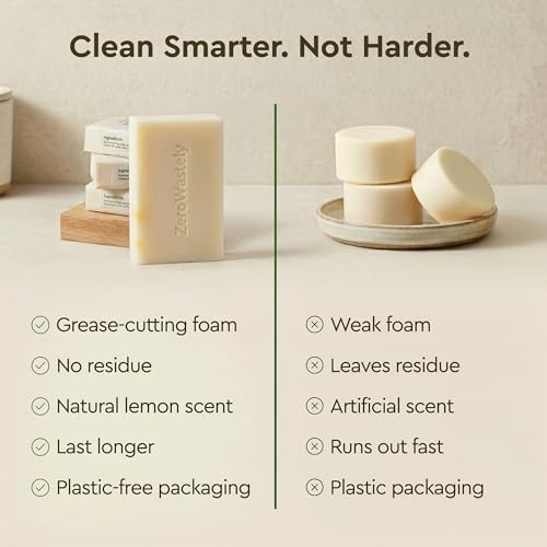 Natural Dish Soap Bar – Value Pack of 3 Solid Soap Block 16oz – Lemon