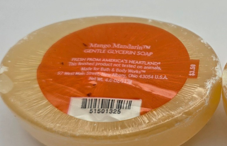 Bath & Body Works Mango Mandarin Gentle Glycerin Soap Bar Discontinued Lot of 2