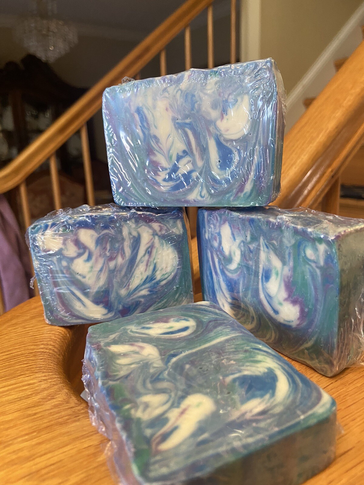 Handcrafted Swirl Soap Bar Purple, Green, Blue, White