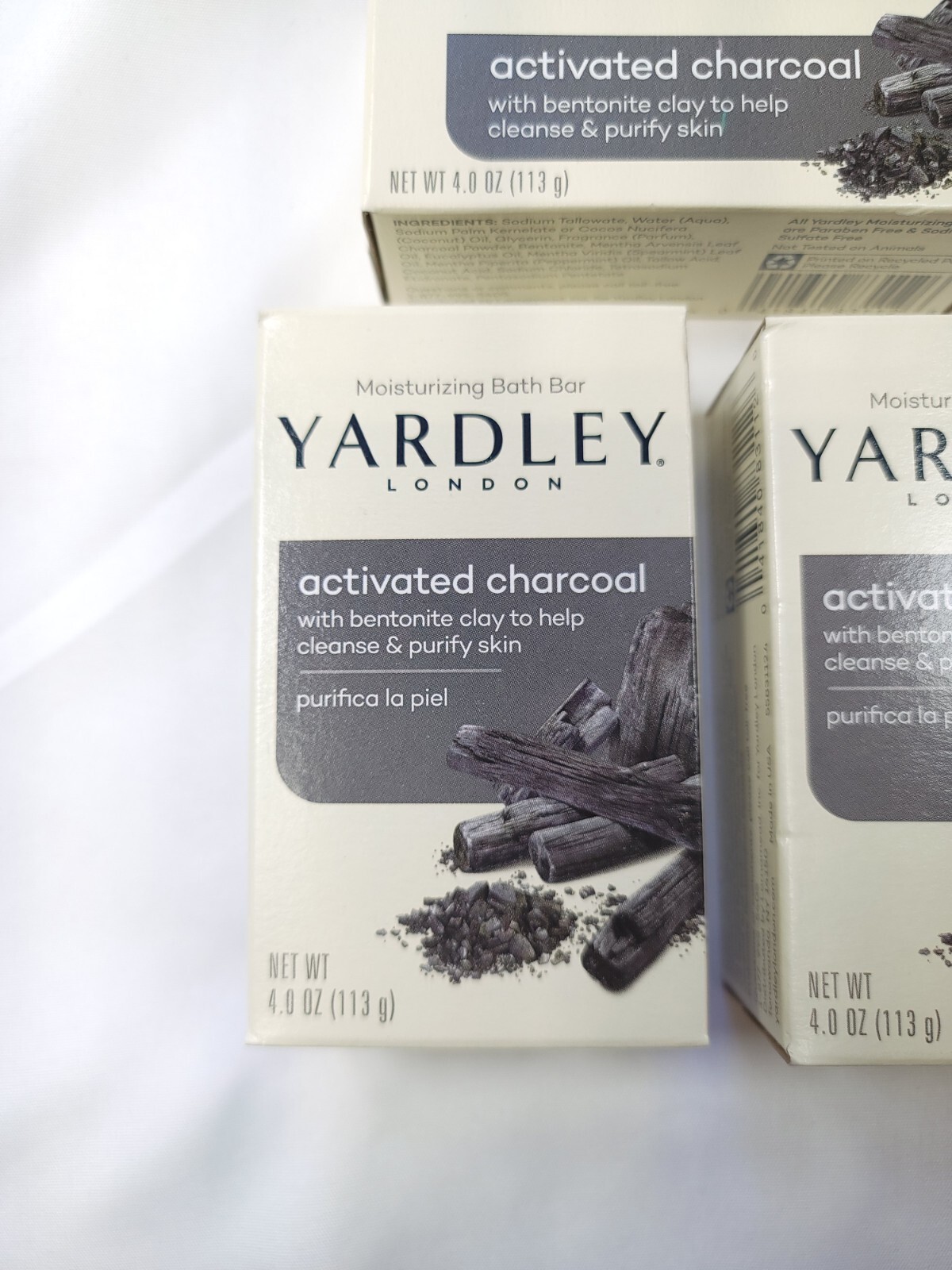 Yardley London Activated Charcoal Lot of 3 Bar Soap Bentonite Clay Purify Skin