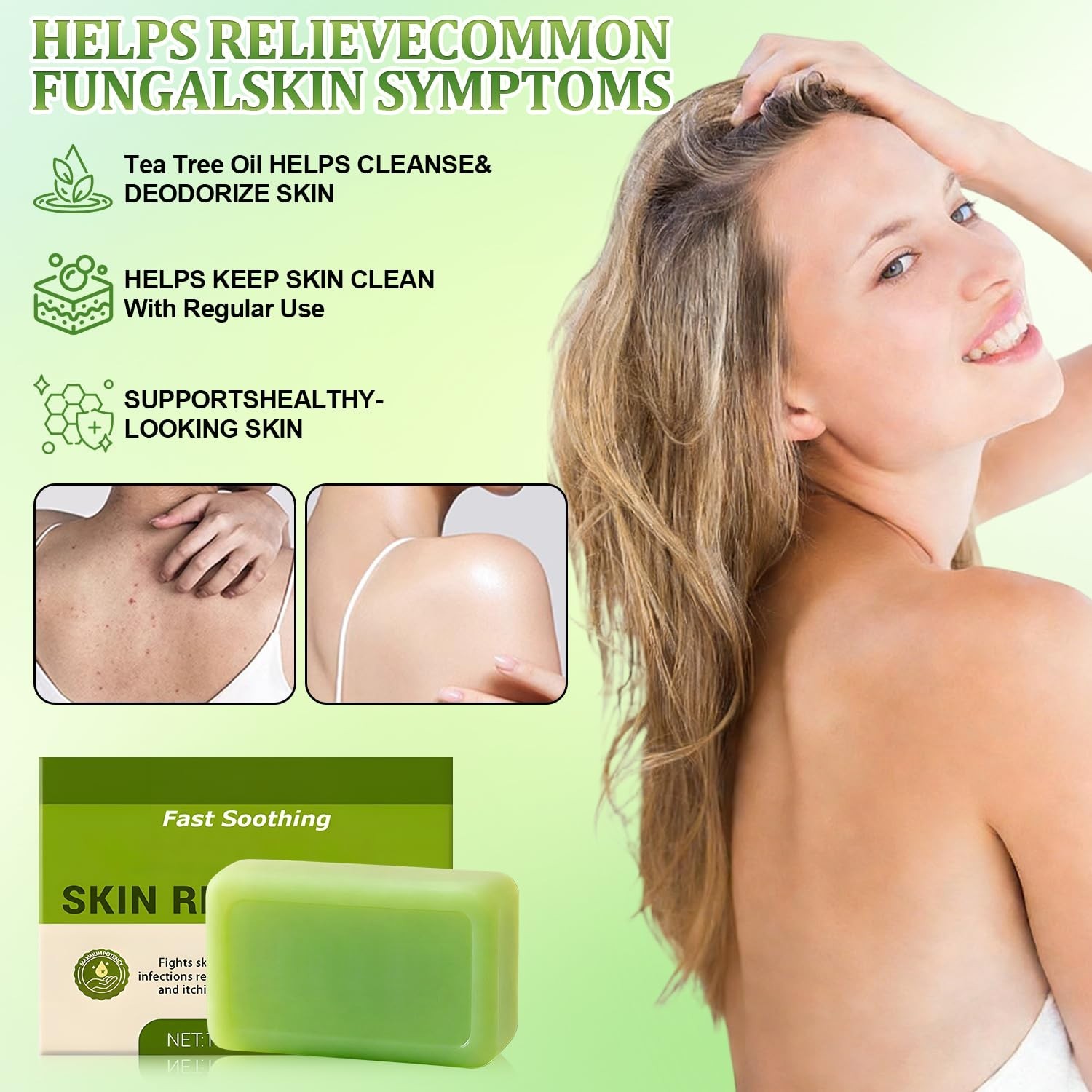2pc Antifungal Relief Soap Bar with Oil, Anti Fungal Skin Soap for Healthy Feet