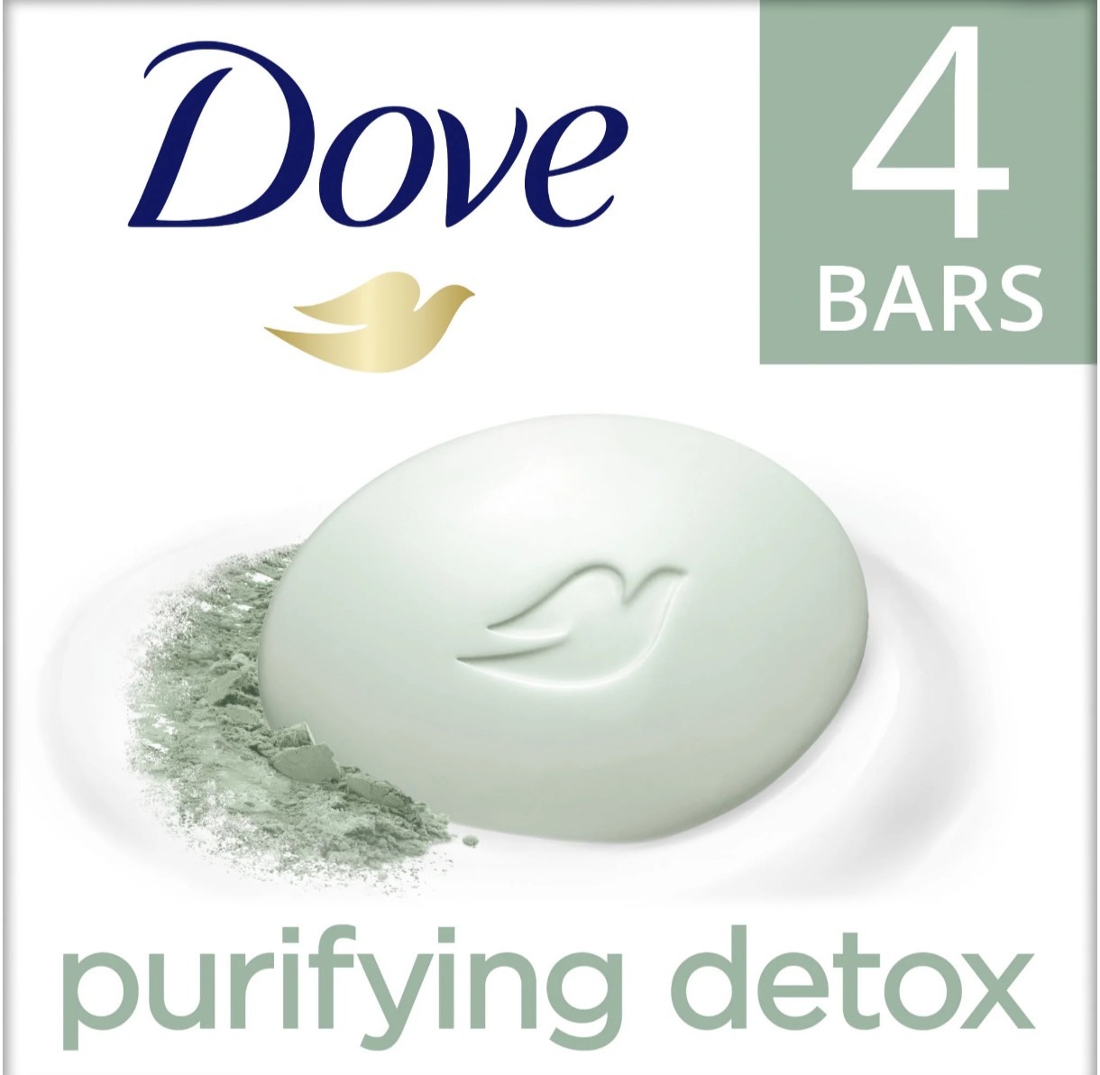 2 packs Dove Purifying Detox Green Clay Bar Soap Bundle 8 Bars Total