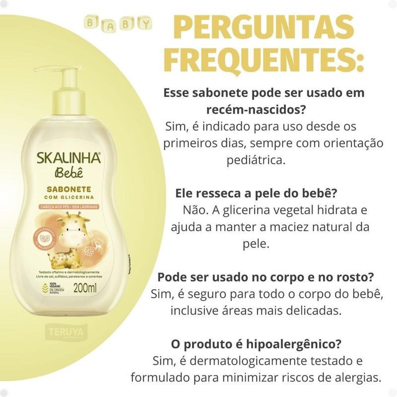 Skala – Sabonete Liquido Glicerina Bebe 200ML – Baby Liquid Soap 6.76FlOz