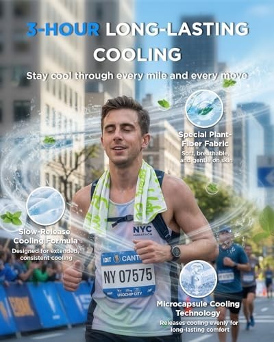 Cooling Towel 5 Pack Mint Extract Instant 3 Second Reusable for Running Cycling