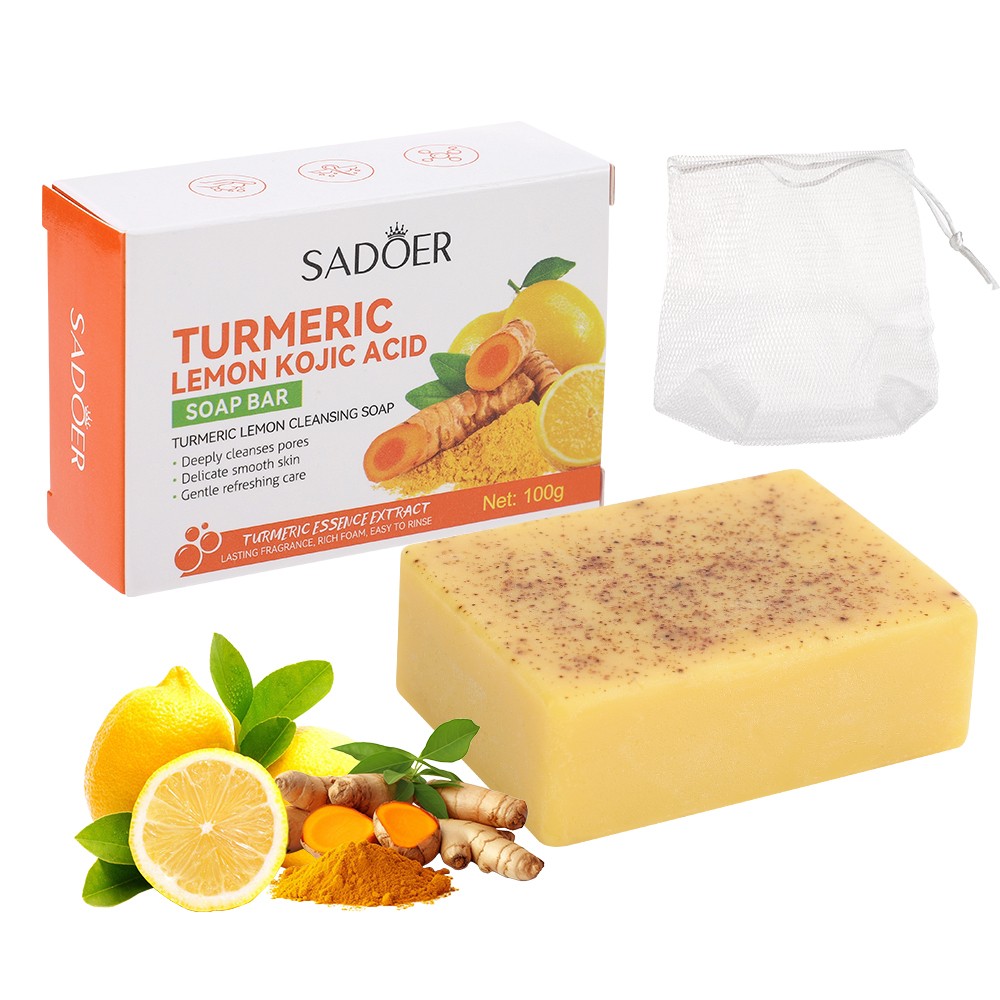 1~5PCS Turmeric Lemon Soap Face & Body Dark Spot Whitening Skin Lightening 100g