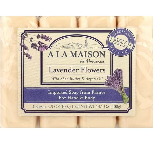 A La Maison Lavender Flowers Bar Soap Value Pack – 4 CT – 3.5 Oz Each