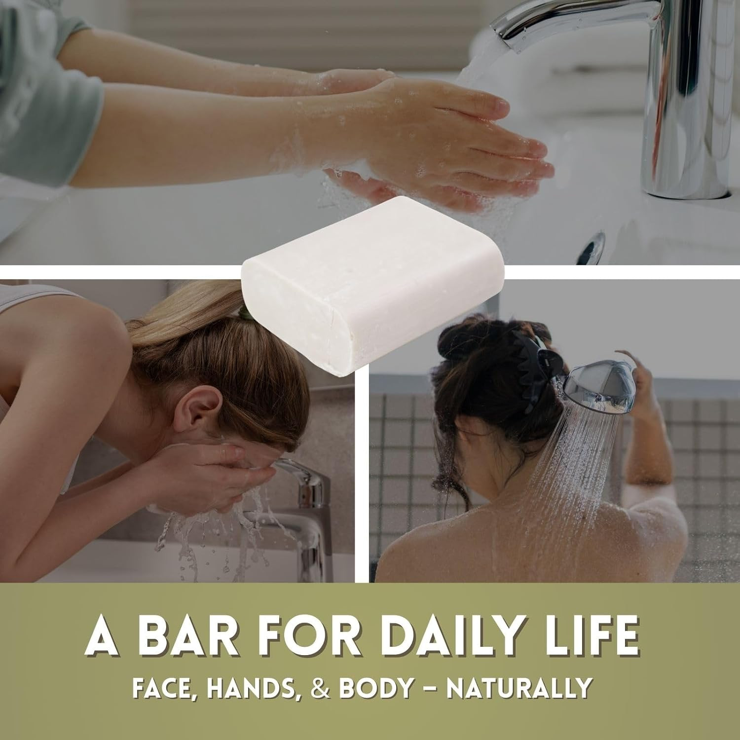 Fragrance Free Bar Soap with Bentonite Clay 5 Oz Bars (5 Pack) Vegan, Made in US