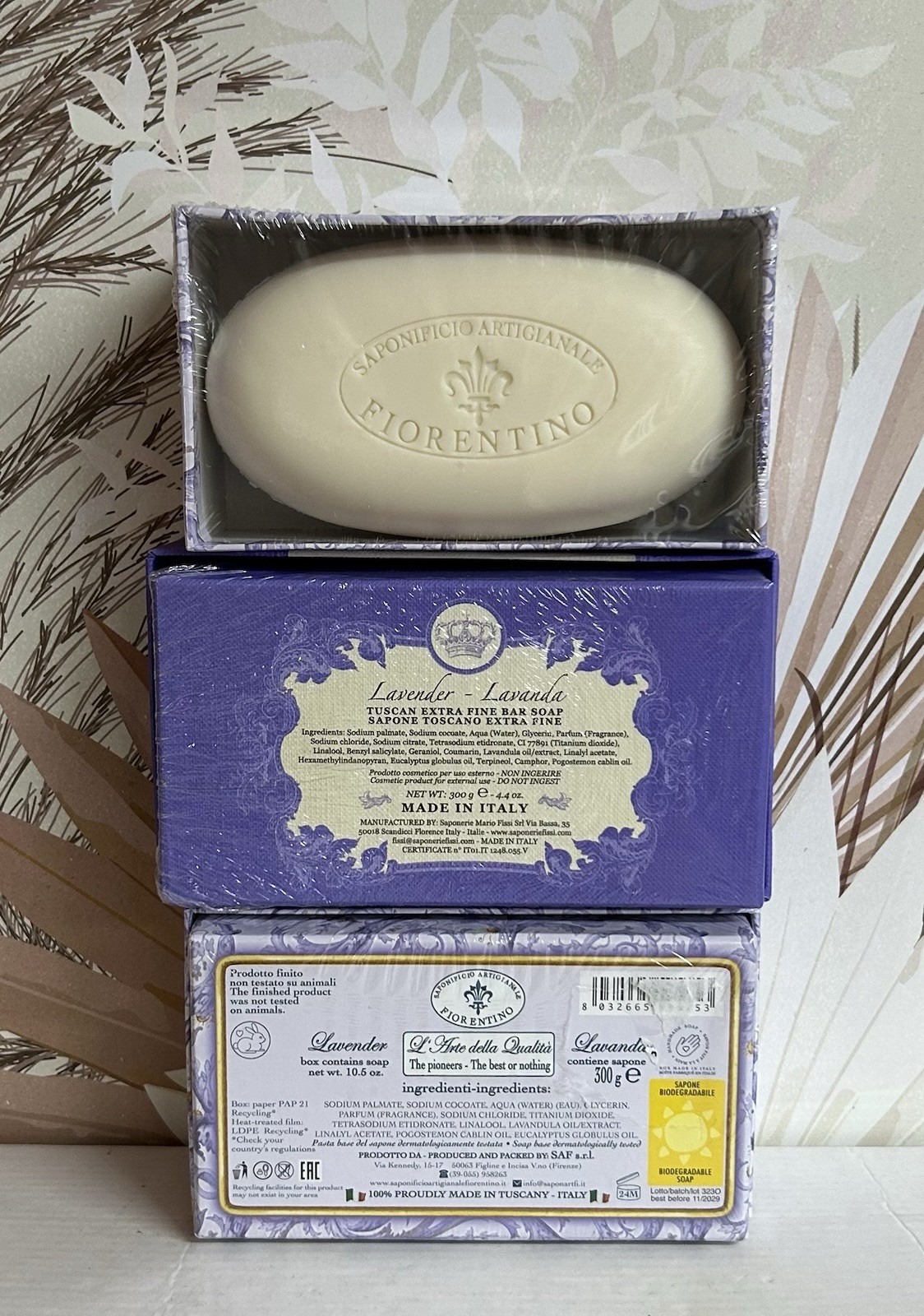 3-Pack Saponificio ~ Lavender Handmade Bar Soap from Italy 10.5 fl oz Each