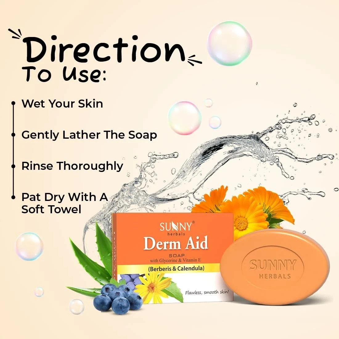Sunny Herbals Derm Aid Soap For Rashes and Infection Free Skin 75 gm (Pack of 4)