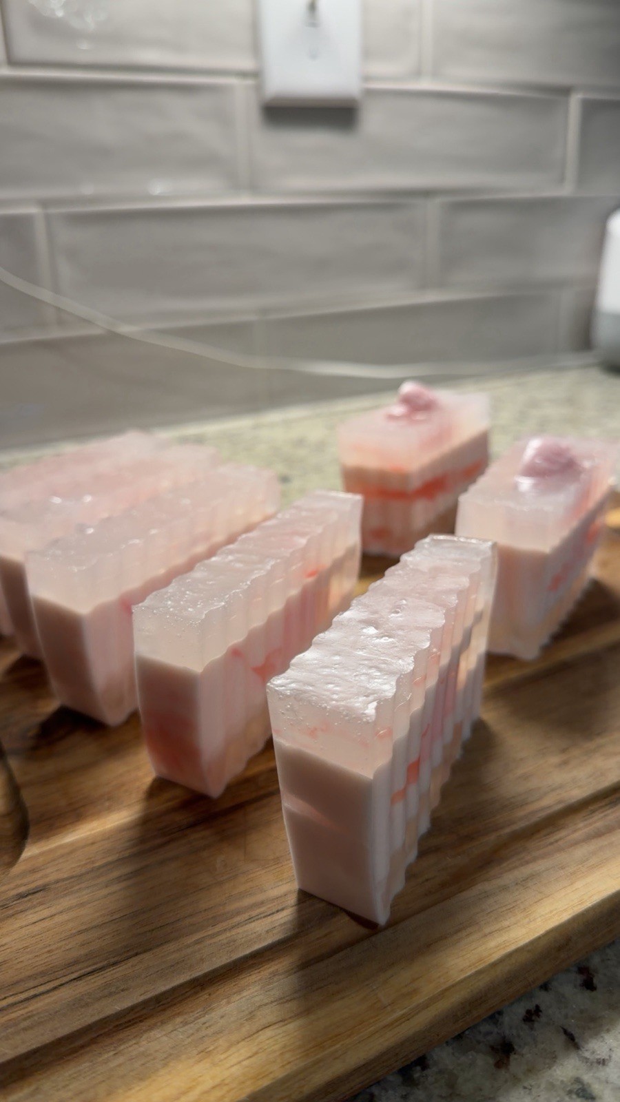 Pink & White Layered Striped Rectangular Body Bar Soap for Body & Hands