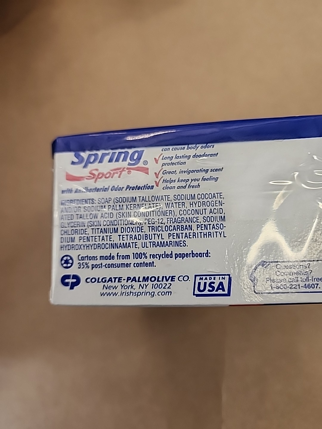 Irish Spring Sport Deodorant Bar Soap 4.5oz each bar 3-Pack Sealed VTG NEW