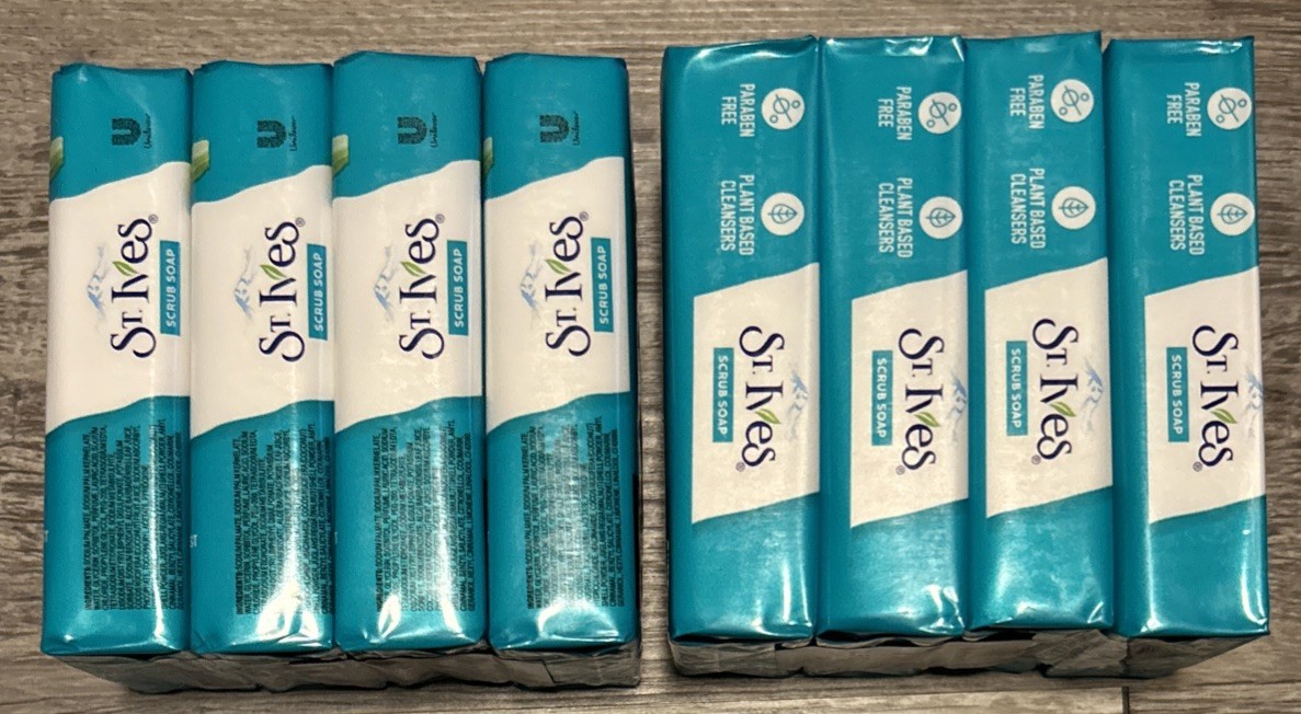 8 Bars St. Ives Coconut Water, Aloe & Walnut Scrub Soap 3.5oz X 4pk X 2