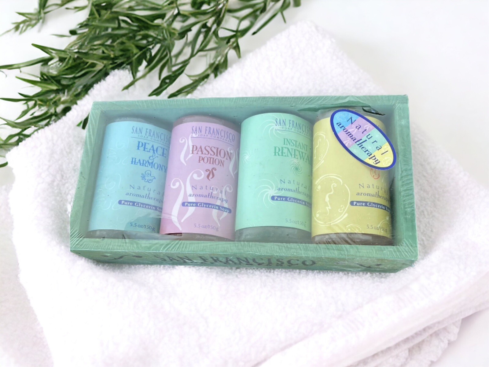 San Francisco Soap Co AROMATHERAPY Boxed Glycerin Soap Set (4 @ 5.5 Oz each)