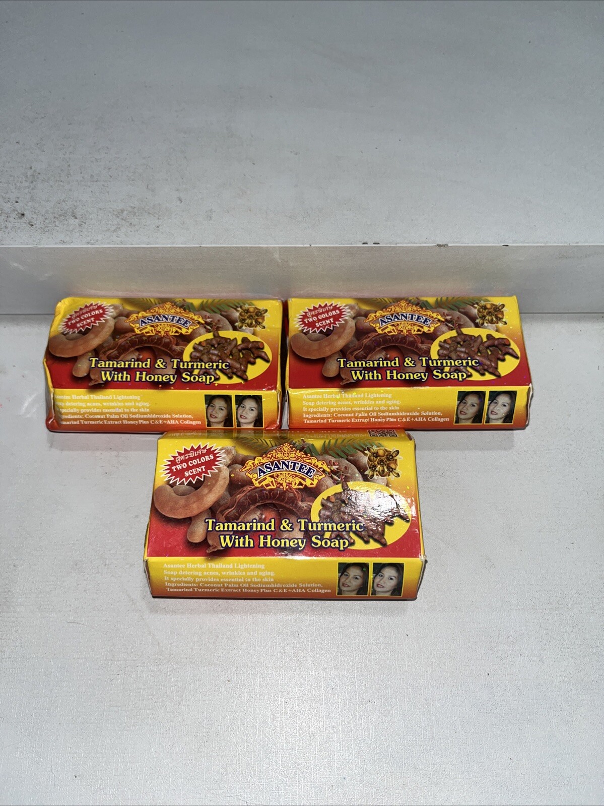 3 New Tamarind B Turmeric With Honey Bar Soap, 125g Each, Damaged Box