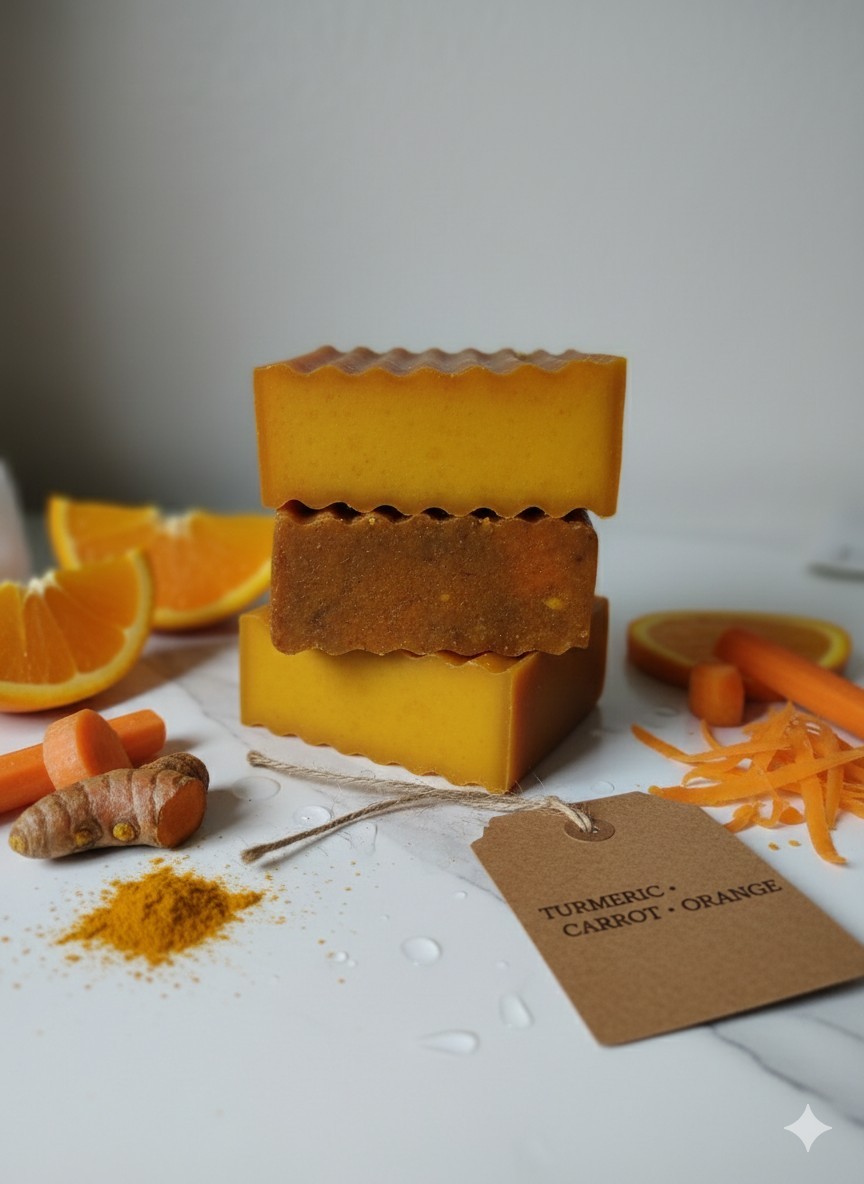 Tumeric & Carrot Soap Bar (2Pack)-Natural Brightening Face & body Cleanser 4oz