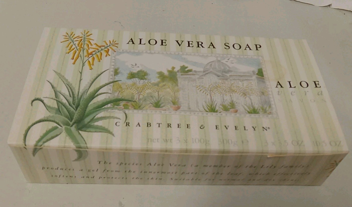 Crabtree Evelyn Aloe Vera Soap Boxed Set Of 3 100g Bars New Discontinued 1987