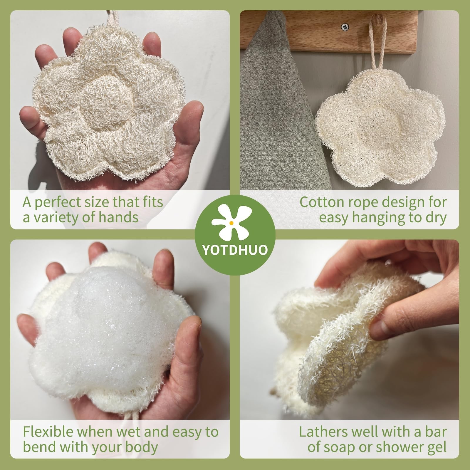 Travel Loofah Made from Real Egyptian Shower Loofah Spong Natural,Rough,Exfol…