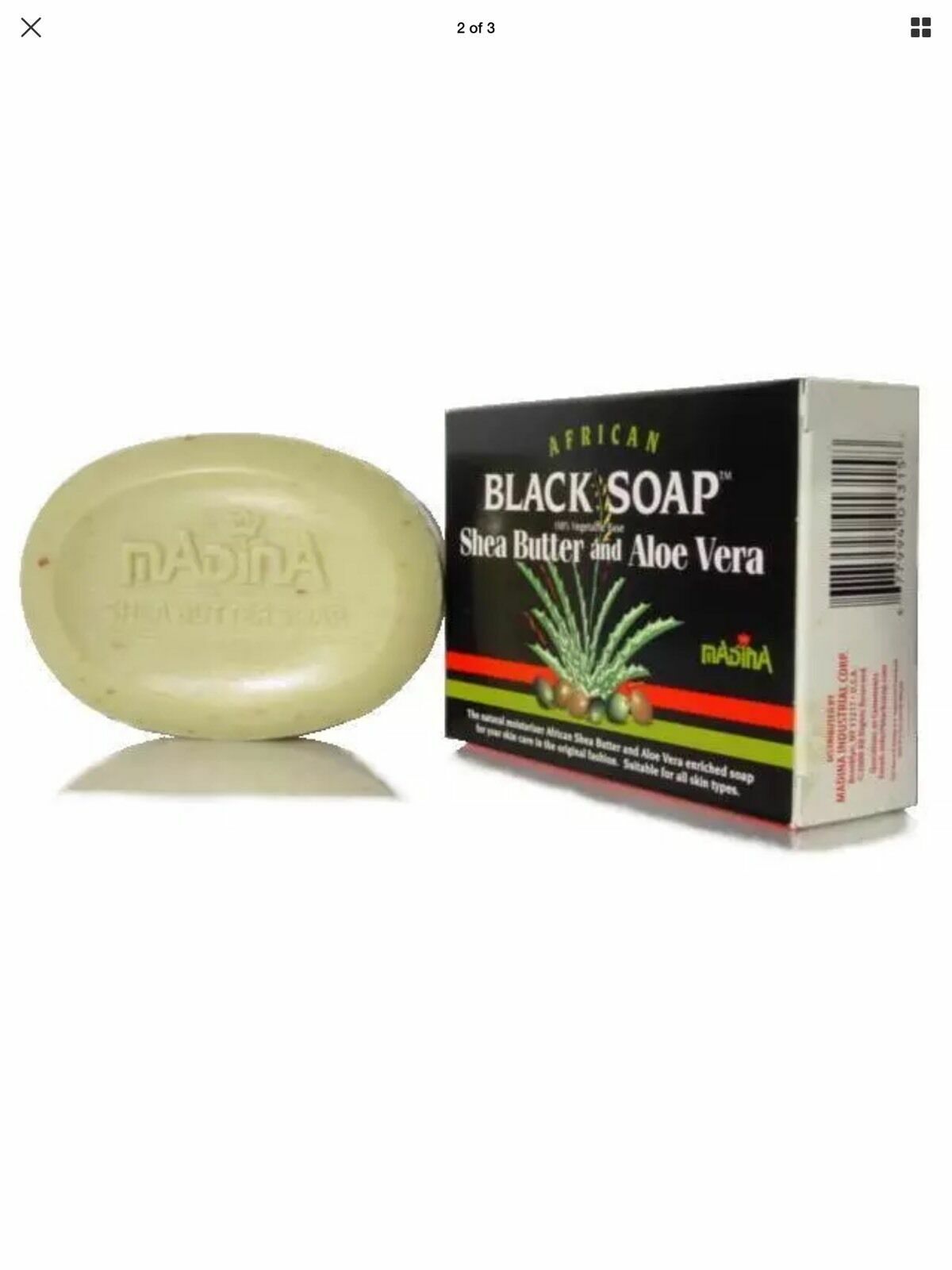 Madina African Black Soap Shea Butter and Aloe Vera, 3.5 oz (Pack of 6)