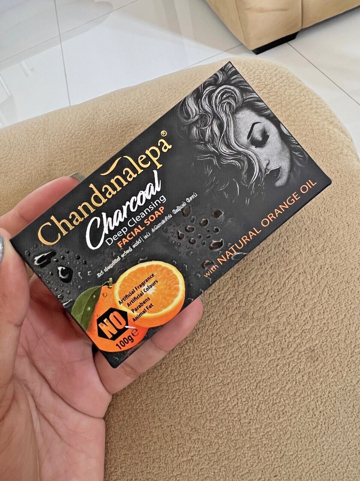 Charcoal Ayurveda Herbal Soap Sri Lanka Chandanalepa Beauty Body Health 100g