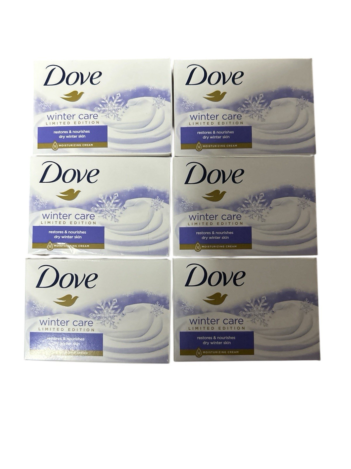 6 Bars Dove WINTER CARE Limited Edition Beauty Bar Soap 4 oz Each New