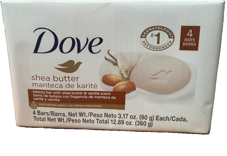 4 Pack Dove soap Dove Shea butter Manteca de Carite beauty bar with shea butter