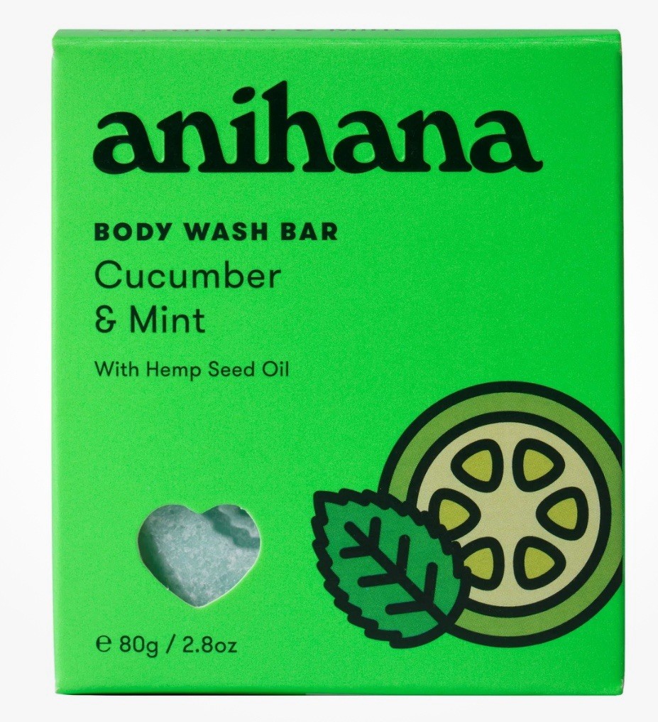 Lot Of 3 ANIHANA Body Wash Bars “Cucumber & Mint” W/Hemp Seed Oil 2.8 oz Ea New!