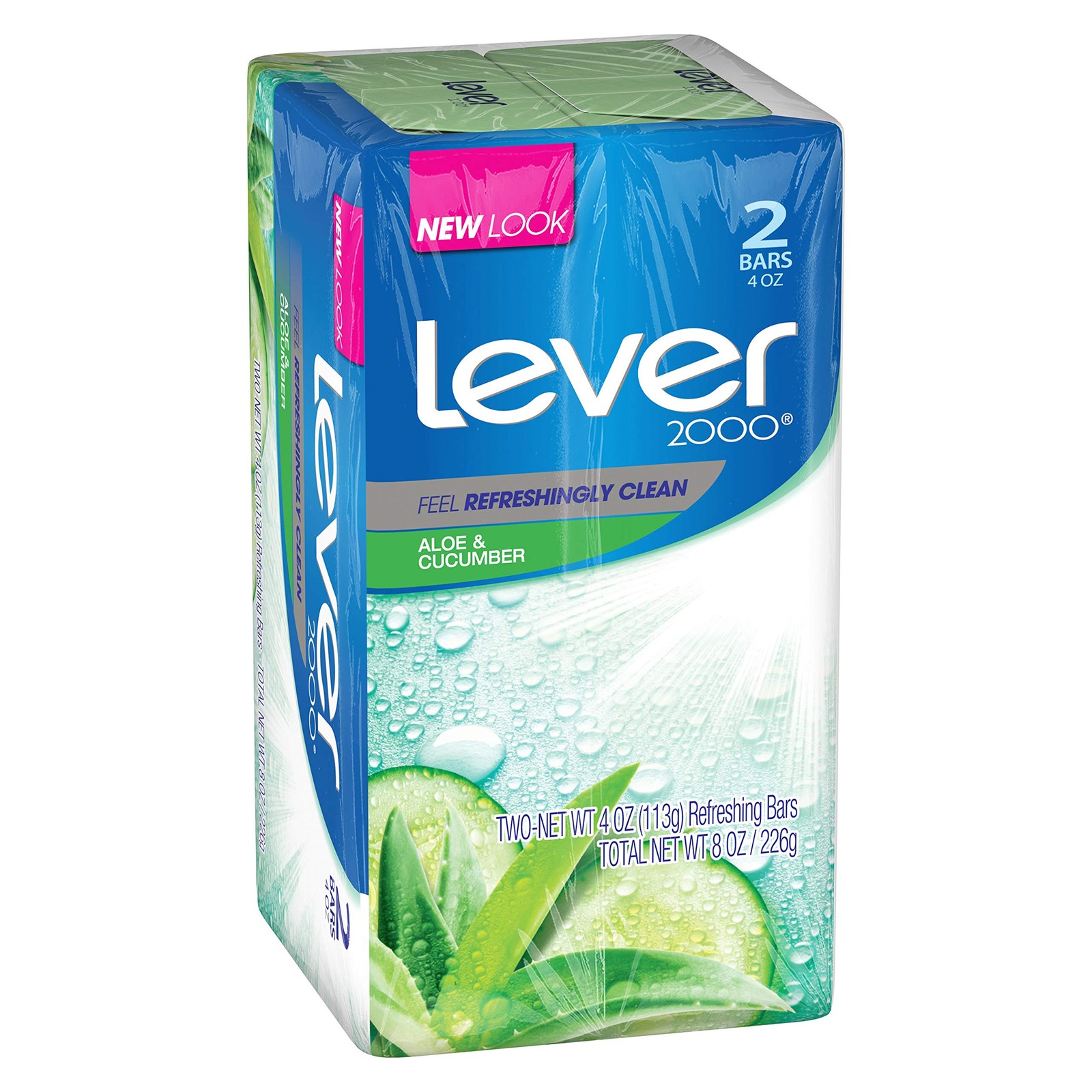 Lever 2000 Aloe Cucumber Bar Soap 4 Ounce Pack of 2 Refreshing Cleanser