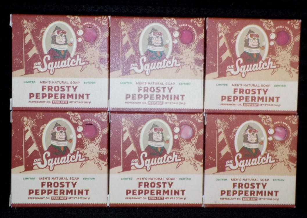 6 pk DR. SQUATCH Men’s Natural SOAP FROSTY PEPPERMINT 5 oz Limited Edition L@@K!