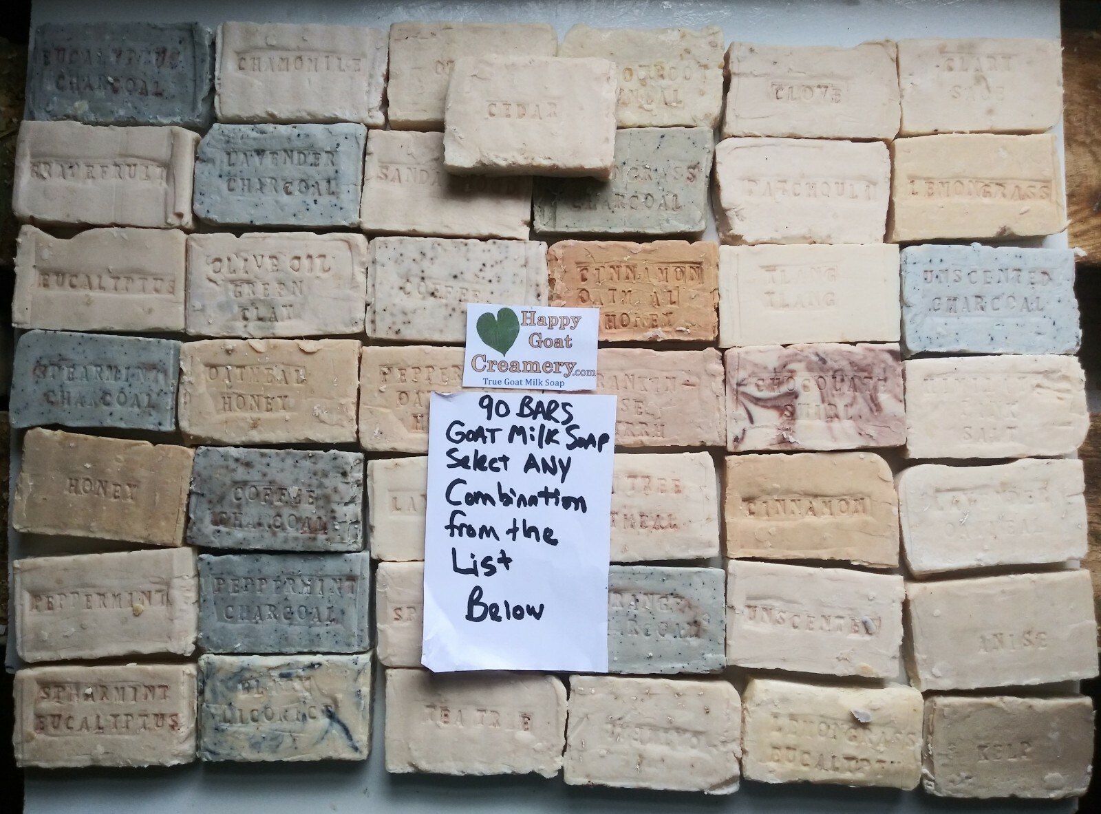90 BARS RAW GOAT MILK SOAP PURE ESSENTIAL OILS HAPPY GOAT CREAMERY CHEAP BULK