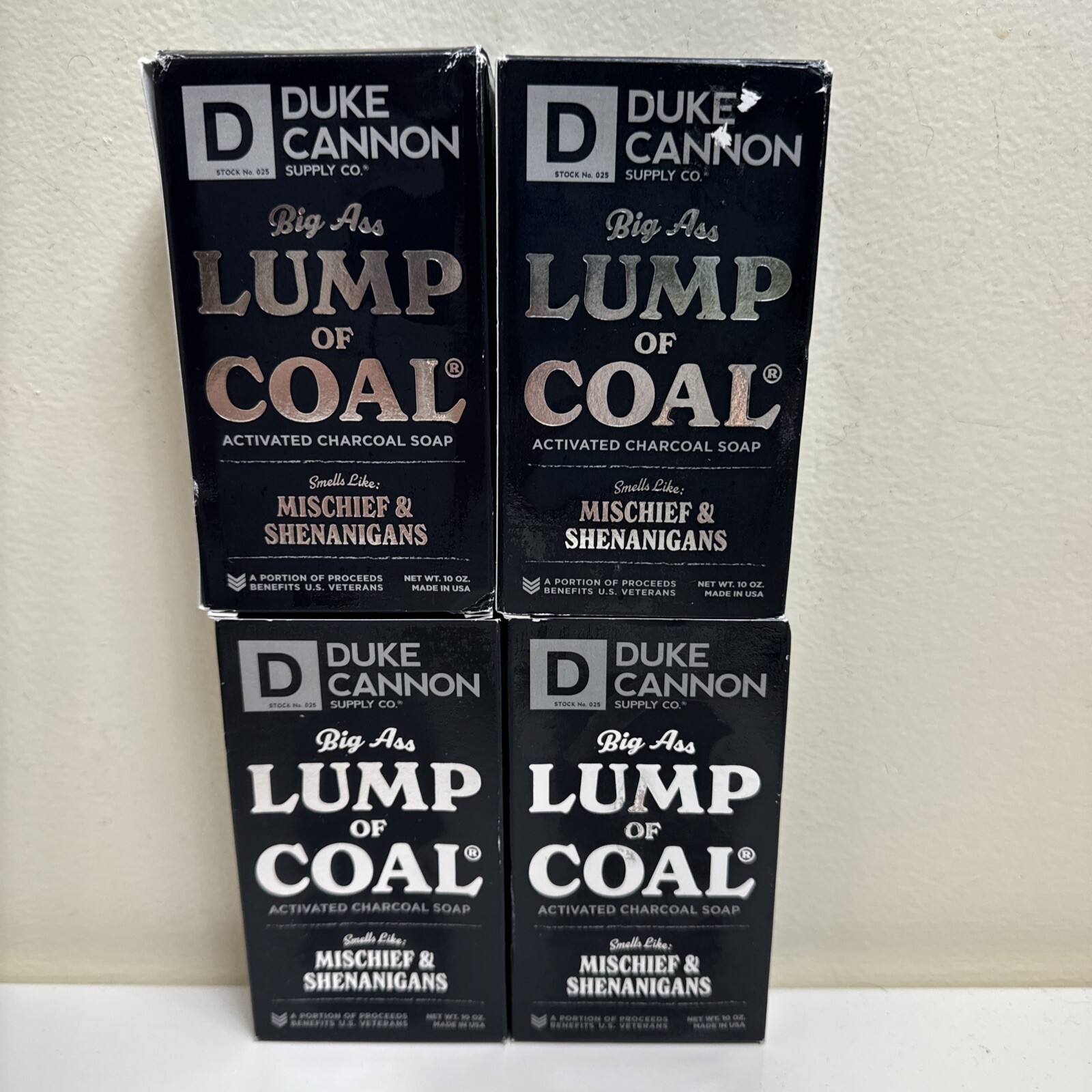 4 Duke Cannon Supply Co. Big Ass Lump of Coal Activated Charcoal Soap 10 oz ea