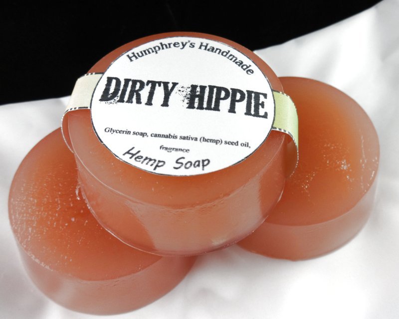 DIRTY HIPPIE Hemp Oil Soap, Detergent Free, Patchouli Glycerin Bar Puck Hippy