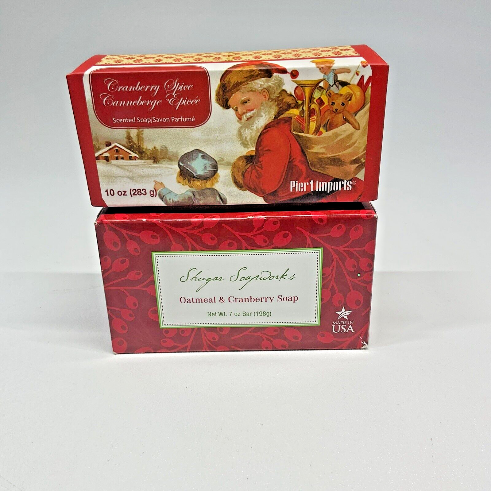 PIER 1 Cranberry Scented Bar Soap Shugar Lot of 2 Discontinued Christmas Spice..
