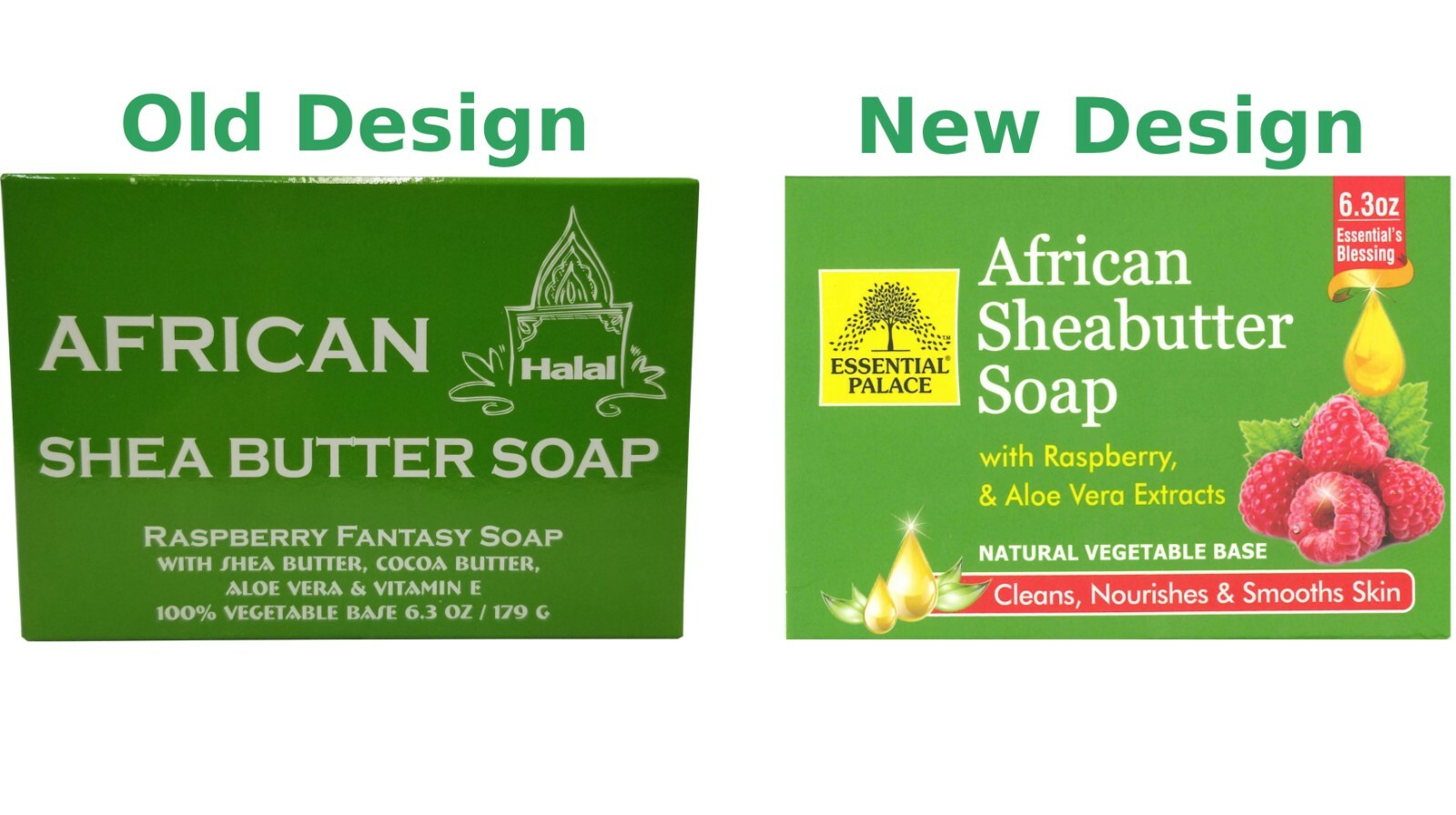 African Shea Butter Soap Bar Raspberry, Halal, 100% Vegetable Base Acne 6.3 OZ