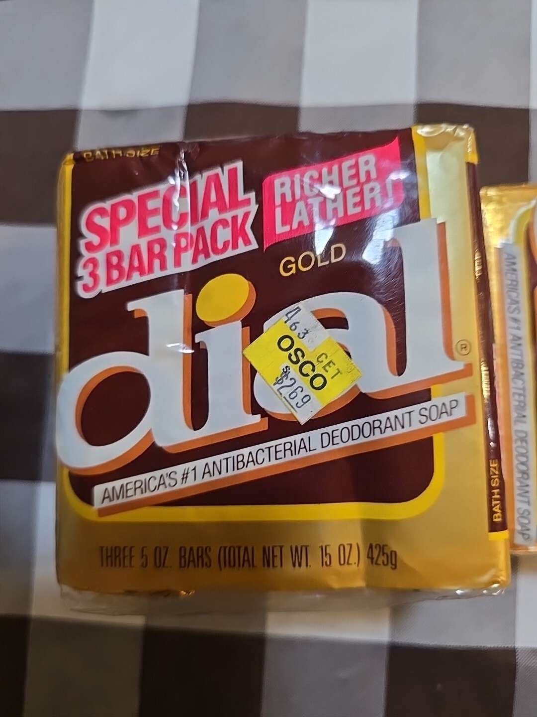 NEW 4-5 Oz. Bar Pack Vintage Dial Gold Bath Size Bars Soap Gold Foil Wrapper