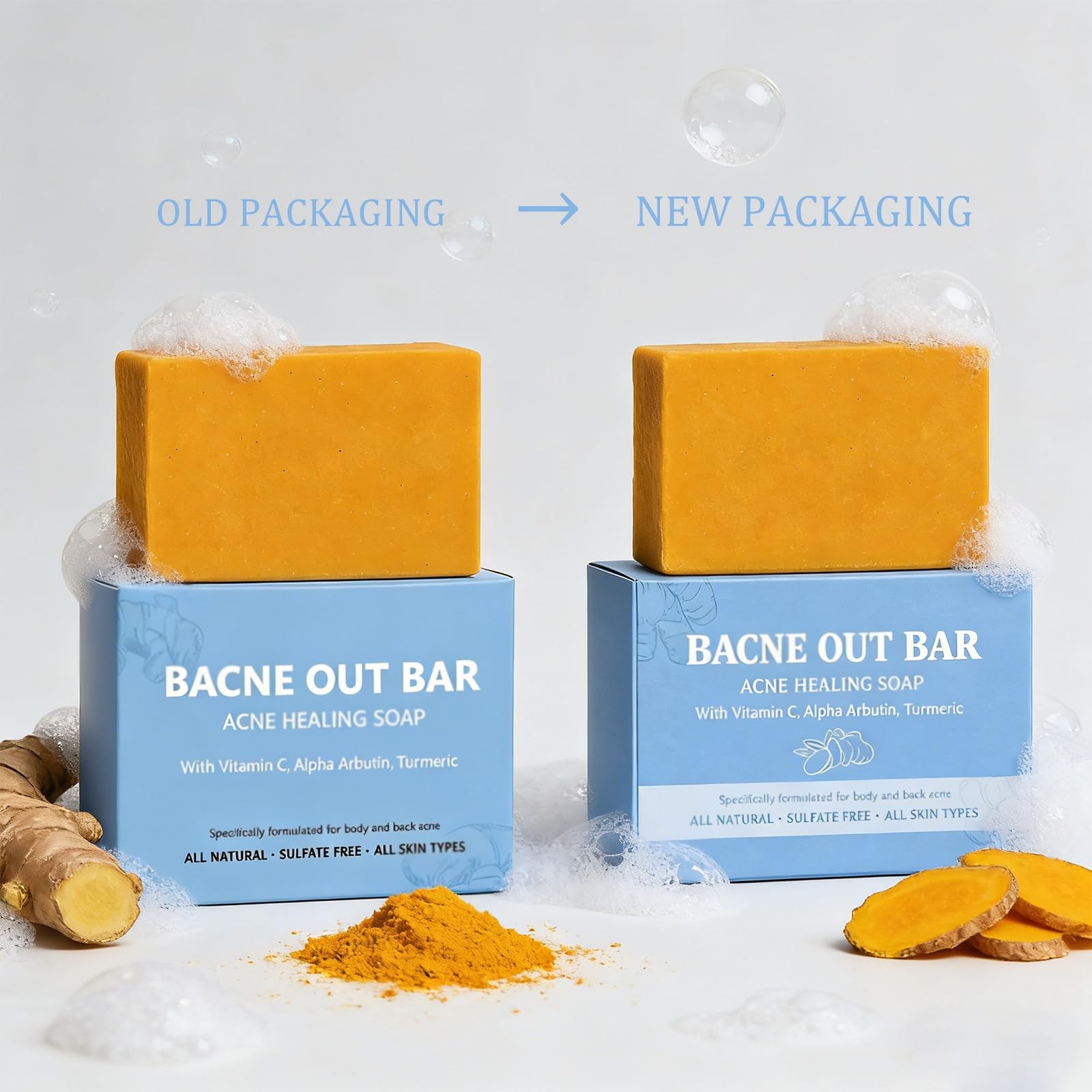 PARWENE Bacne Out Bar, Acne Healing Soap with Turmeric C & Alphaarbutin, Natu…
