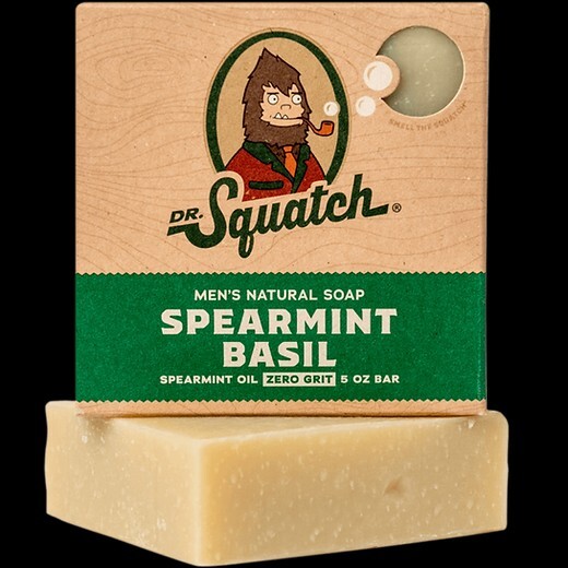 Dr Squatch Men’s Natural Soap Spearmint Basil 5oz Bar Zero Grit